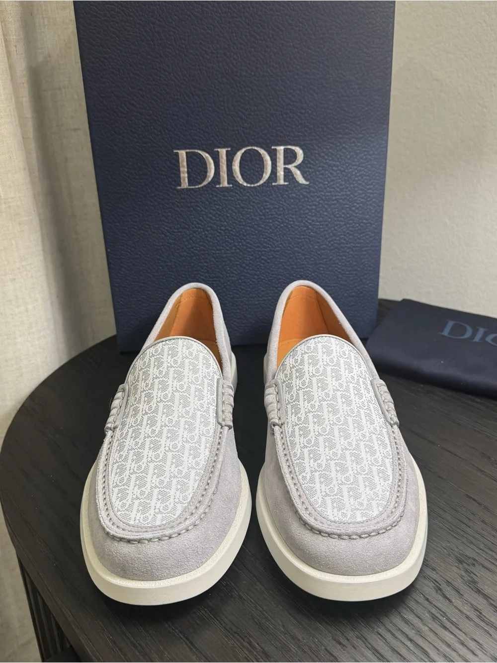 Christian Dior Granville Loafers Gray Suede Oblique Jacquard 42